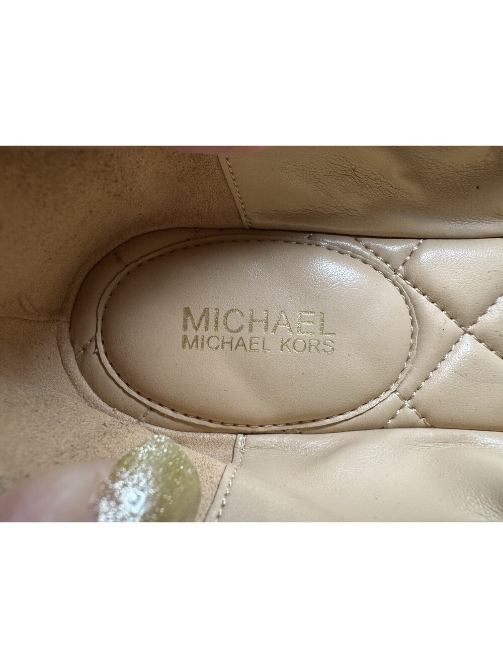 Michael Kors Women's Tan Brown MK Logo Ballet Flats Size 9M with Gold Chain - Picture 5 of 11